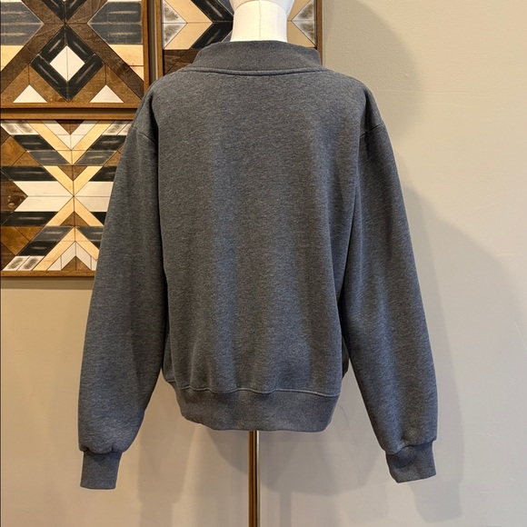 PARKE Grey Monochrome Varsity Fleece Mockneck Sweatshirt size Small / Medium - Picture 6 of 8